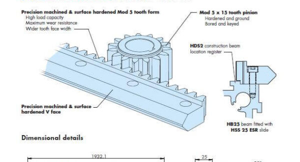 HepcoMotion - HDS2 ESR Slide Rack and Pinion